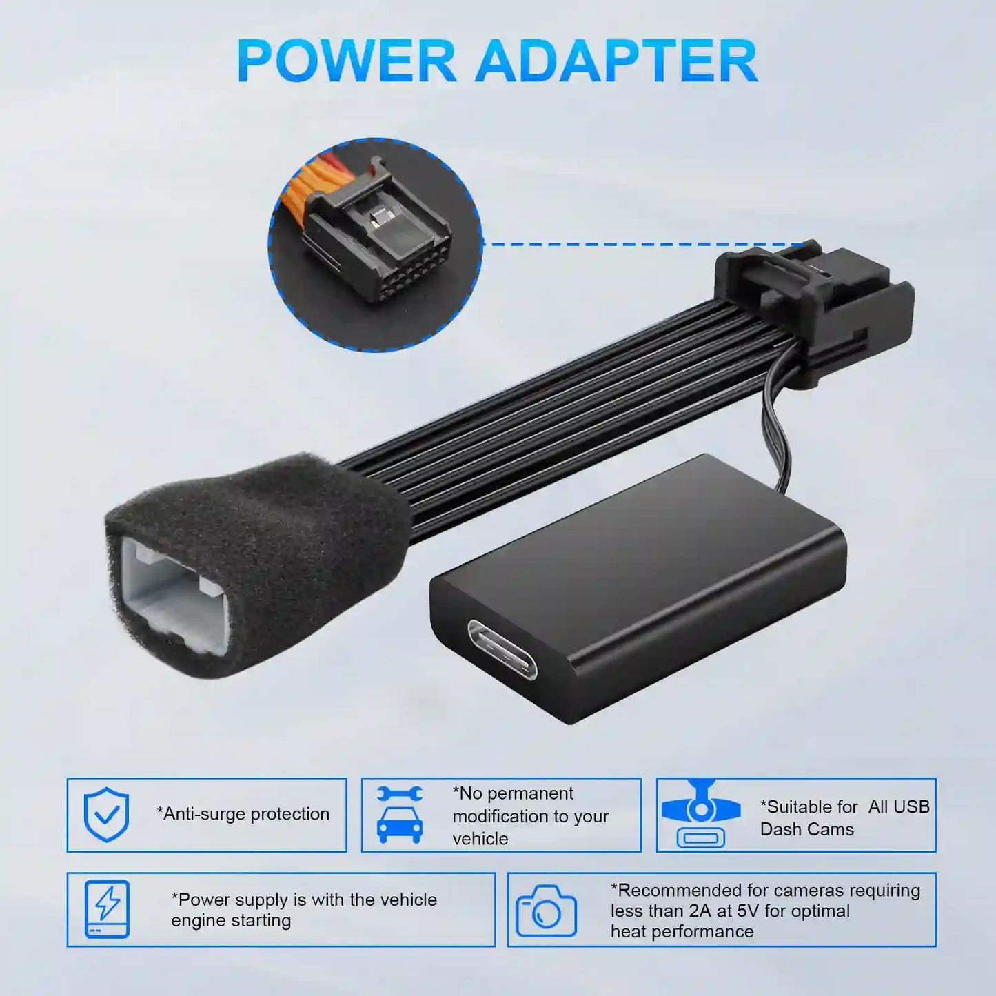Dashcam Power Adapter for Toyota Lexus 16 Pin Compatible with Corolla Tacoma Grand Highlander