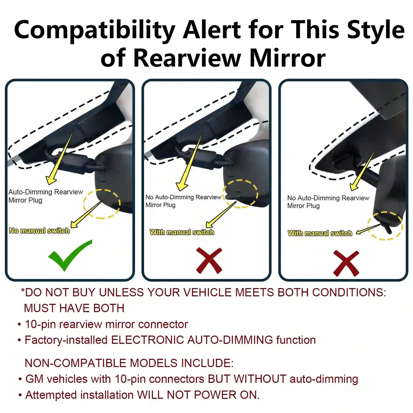 Dashcam Power Adapter Custom for GM 10 Pin for Chevy GMC Buick Cadillca