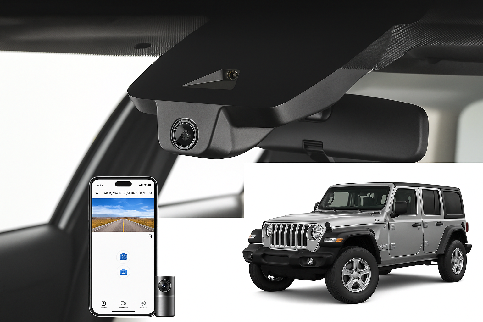 Mangoal 2020 Jeep Wrangler Unlimited SUV dash cam | Flush Mount Automotive Camera | Mangoal