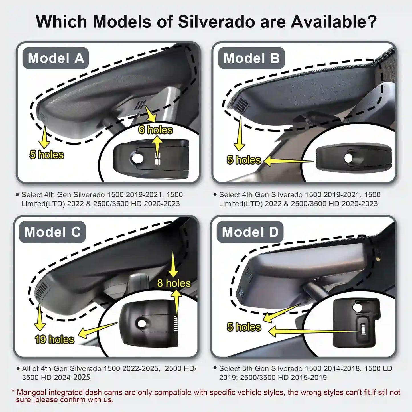 OEM Look Chevy Silverado Dash Cam For Auto Electronics Retailers