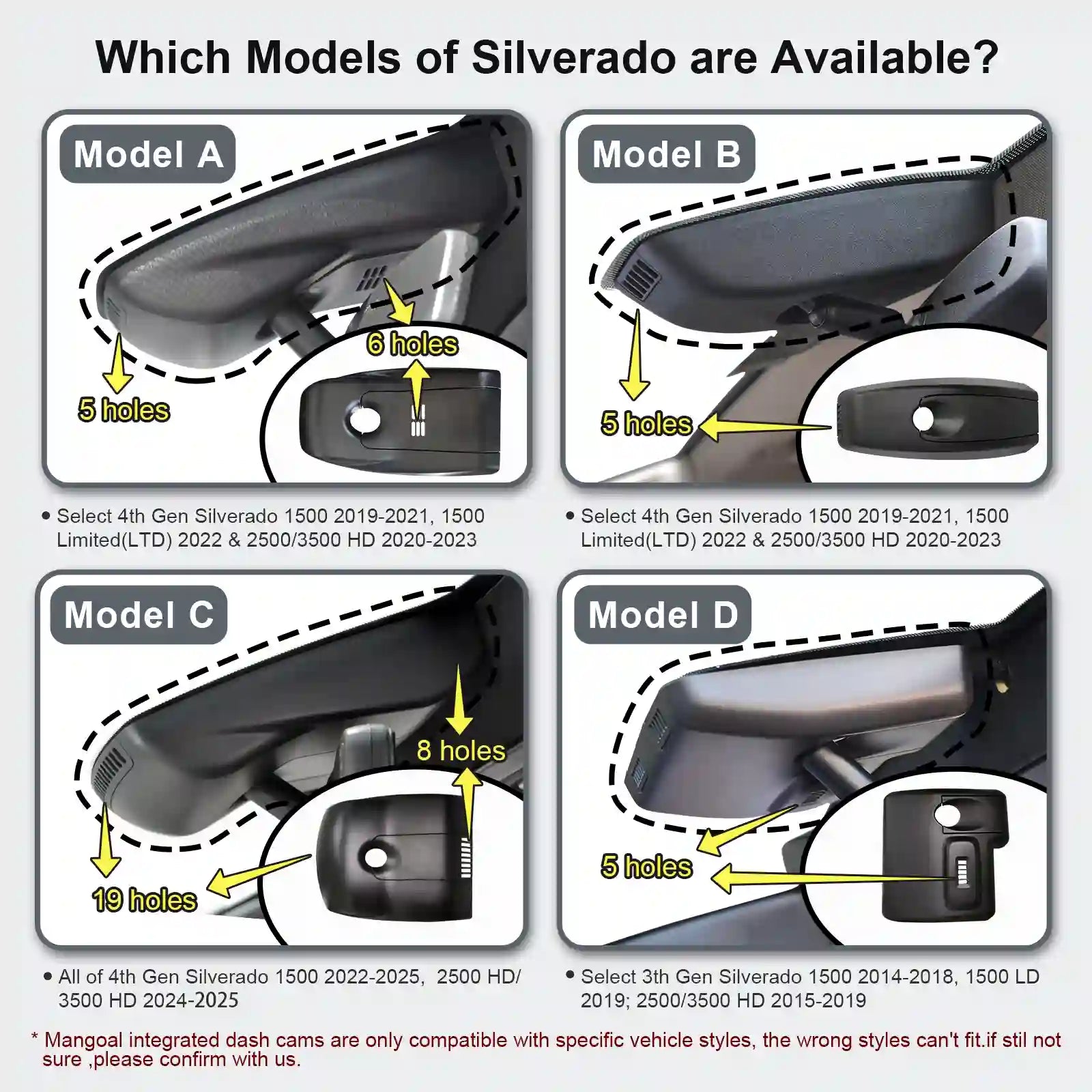 OEM Look Chevy Silverado Dash Cam For Auto Electronics Retailers