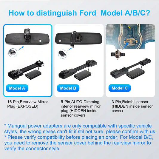 Dashcam Power Adapter Custom for Ford 3 Pin  for F-150 F-250/350 Mustang Explorer