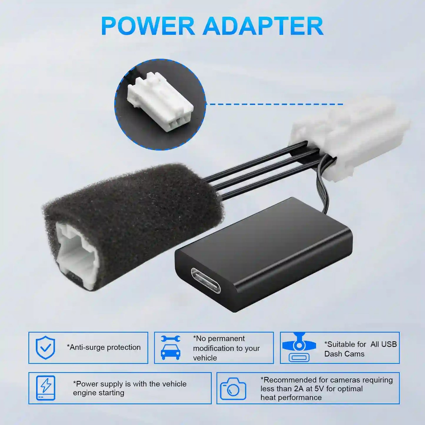 Dashcam Power Adapter 3 Pin  Custom for Subaru Forester Crosstrek BRZ FRS/GR86