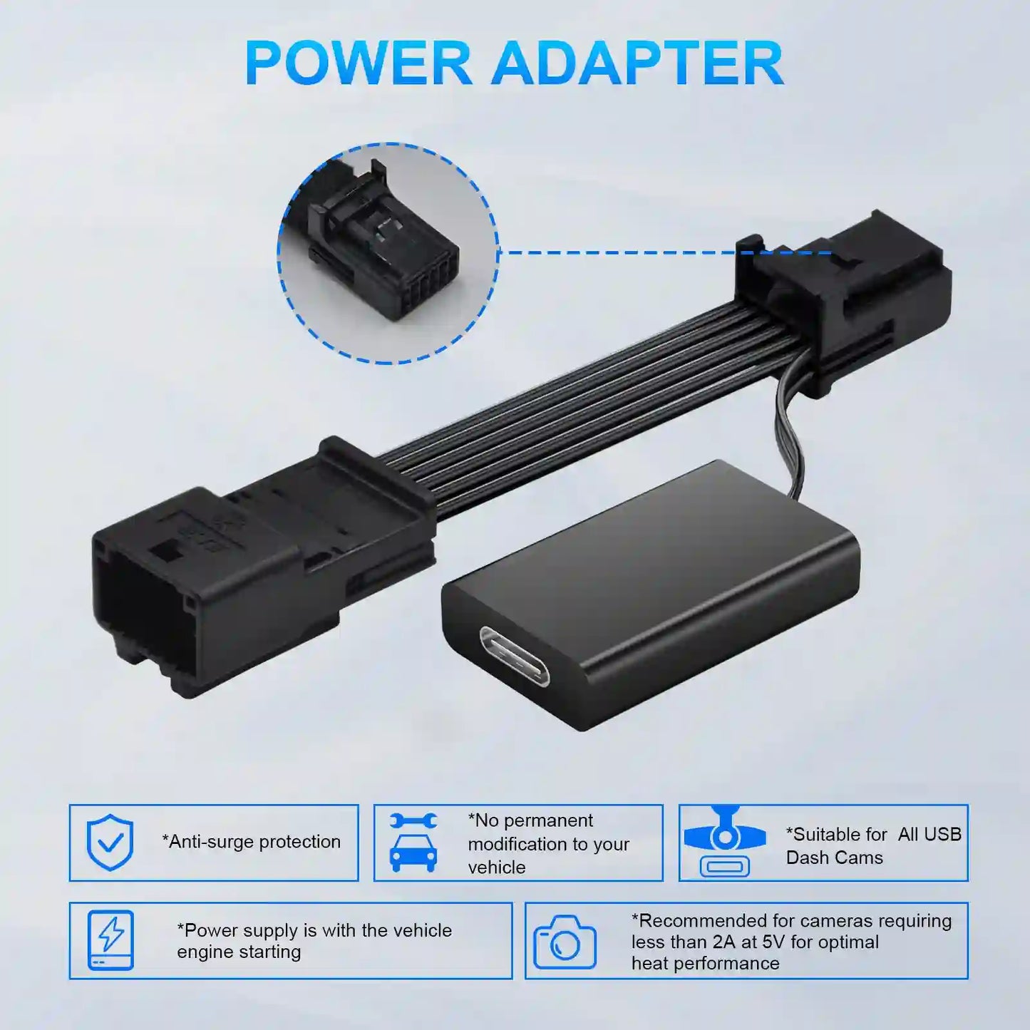 Dashcam Power Adapter for 12 Pin  for Subaru Honda Infiniti Toyota