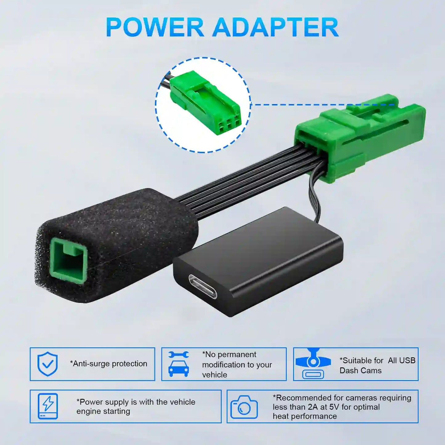 Dashcam Power Adapter 3 Pin  Custom for Volvo XC40 XC60 XC90 S60 V60 C40