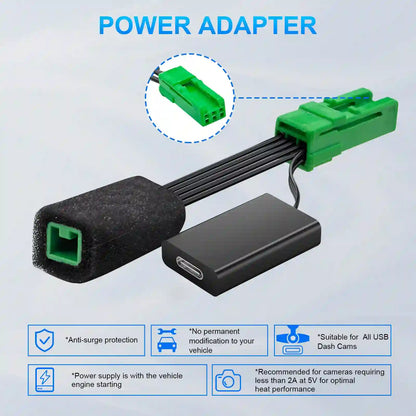 Dashcam Power Adapter 3 Pin  Custom for Volvo XC40 XC60 XC90 S60 V60 C40