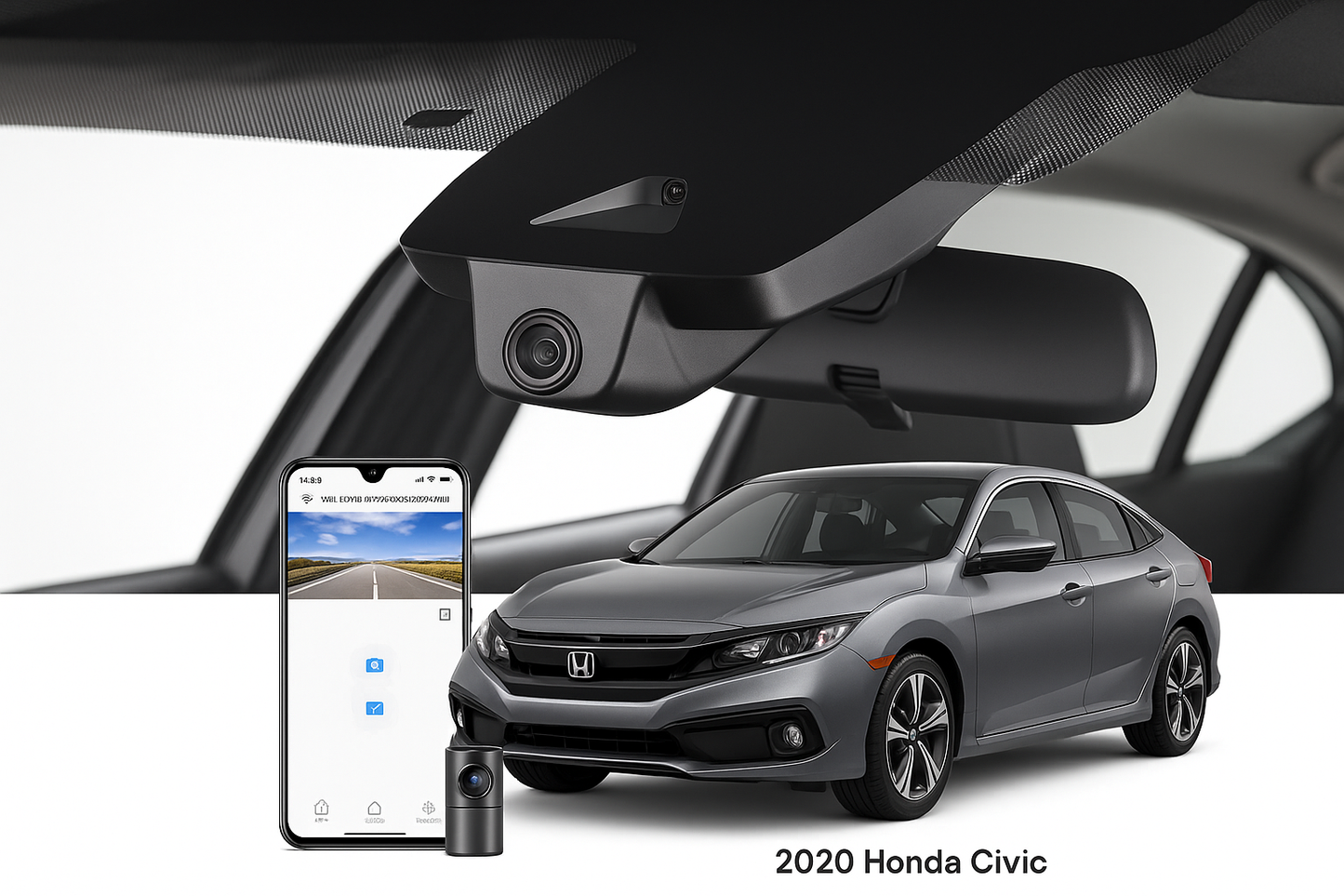 Mangoal 2020 Honda Civic Hatchback Coupe Sedan dash cam | OEM Fitment Hardwired Dash Cam | Mangoal