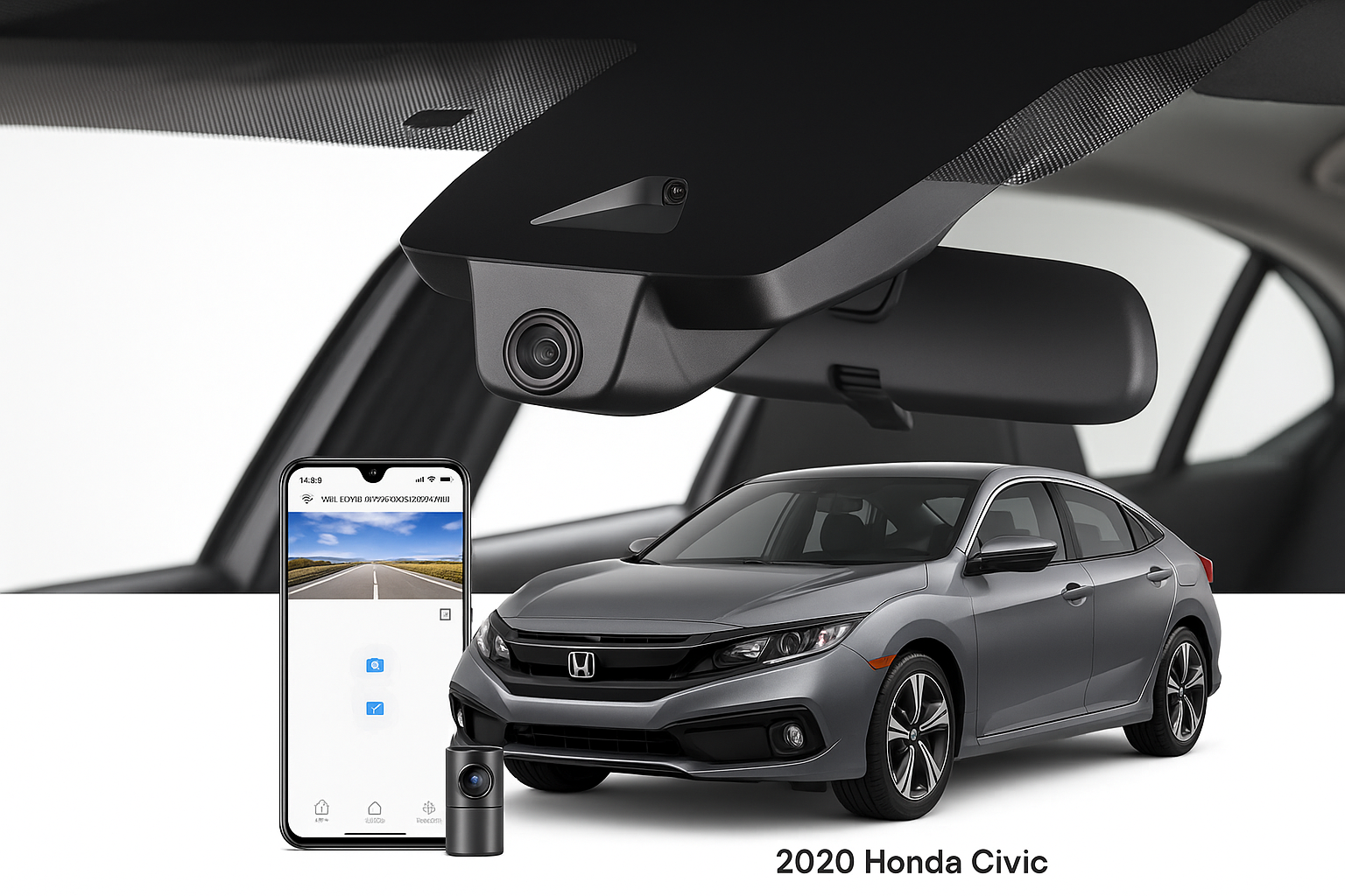 Mangoal 2020 Honda Civic Hatchback Coupe Sedan dash cam | OEM Fitment Hardwired Dash Cam | Mangoal