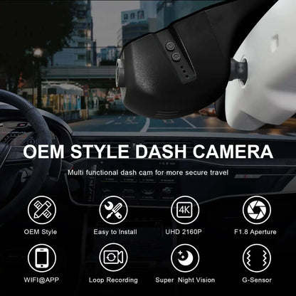 OEM Look Audi (Model B Black) Dash Cam - Front 4K & Rear 1080p Dash Cam Fits Audi (Model B Black) A4 A6 Allroad A3 A5 A6 Q5 A8 S8 A7 S5 Q3 S3 S7
