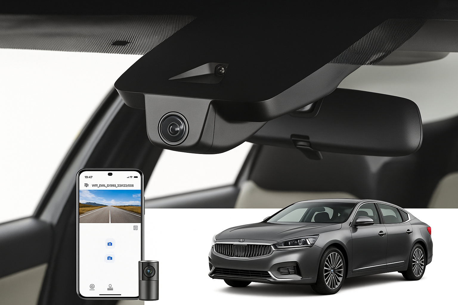 Mangoal 2020 Kia Cadenza Sedan dash cam | Discrete Mount Dash Cam | Mangoal