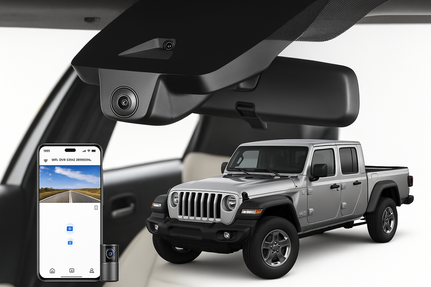 Mangoal 2020 Jeep Gladiator Pickup dash cam | OEM Fitment Commercial Dash Cam | Mangoal