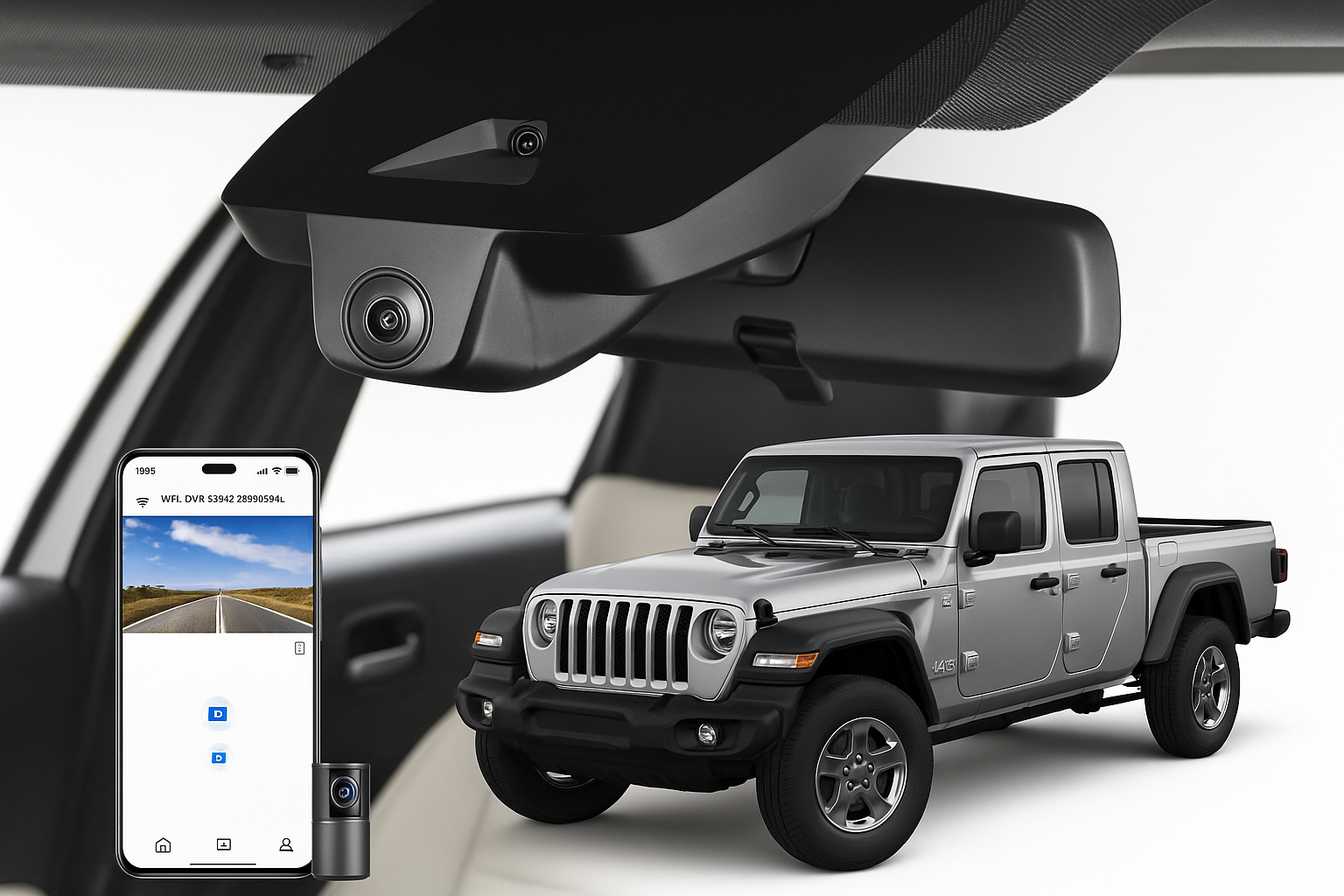 Mangoal 2020 Jeep Gladiator Pickup dash cam | OEM Fitment Commercial Dash Cam | Mangoal
