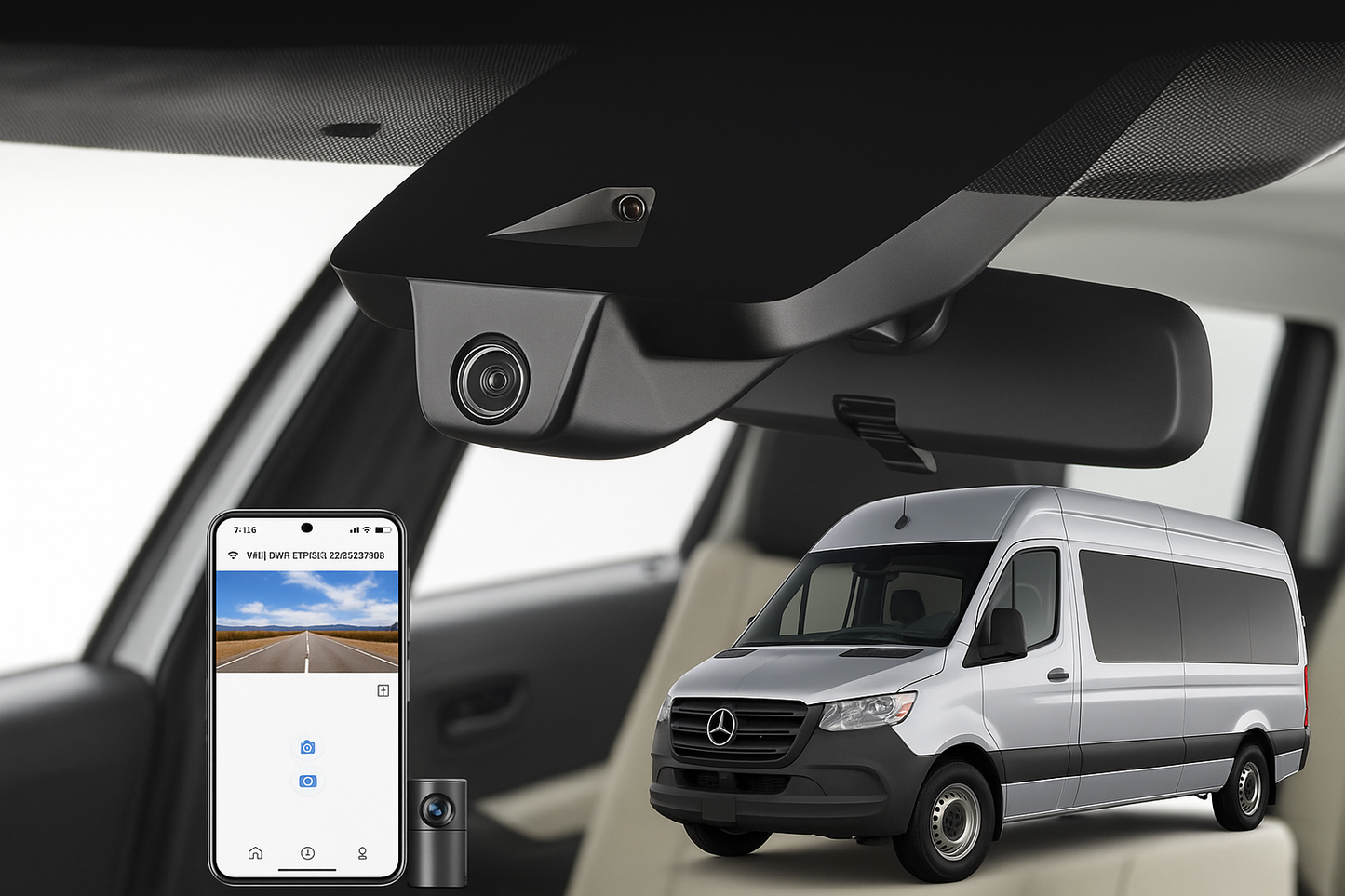 Mangoal Flush Mount Commercial Dash Cam for 2020 Freightliner Sprinter 1500 Passenger Van/Minivan | Factory Direct