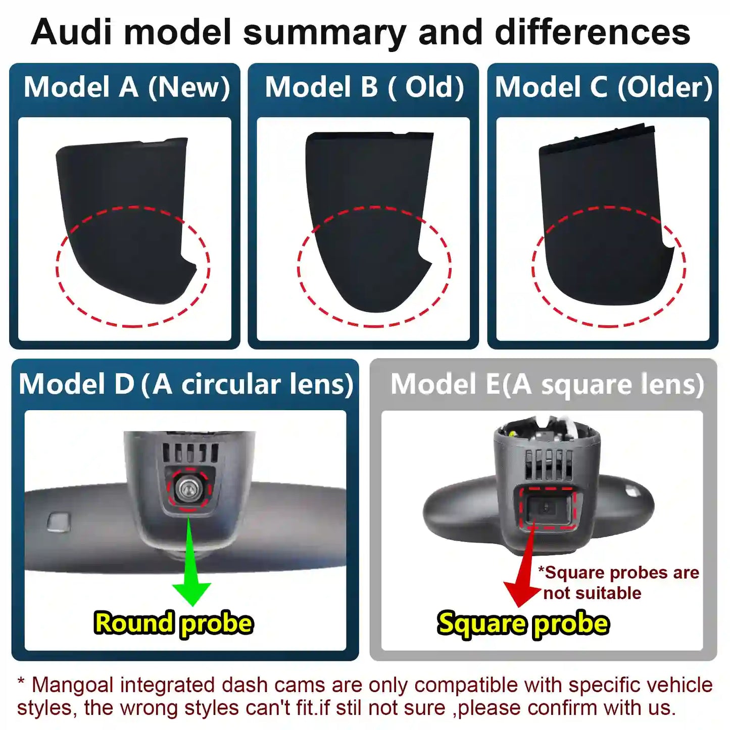 OEM Look Audi (Model C Beige) Dash Cam - Front 4K & Rear 1080p Dash Cam Fits Audi (Model C Beige)