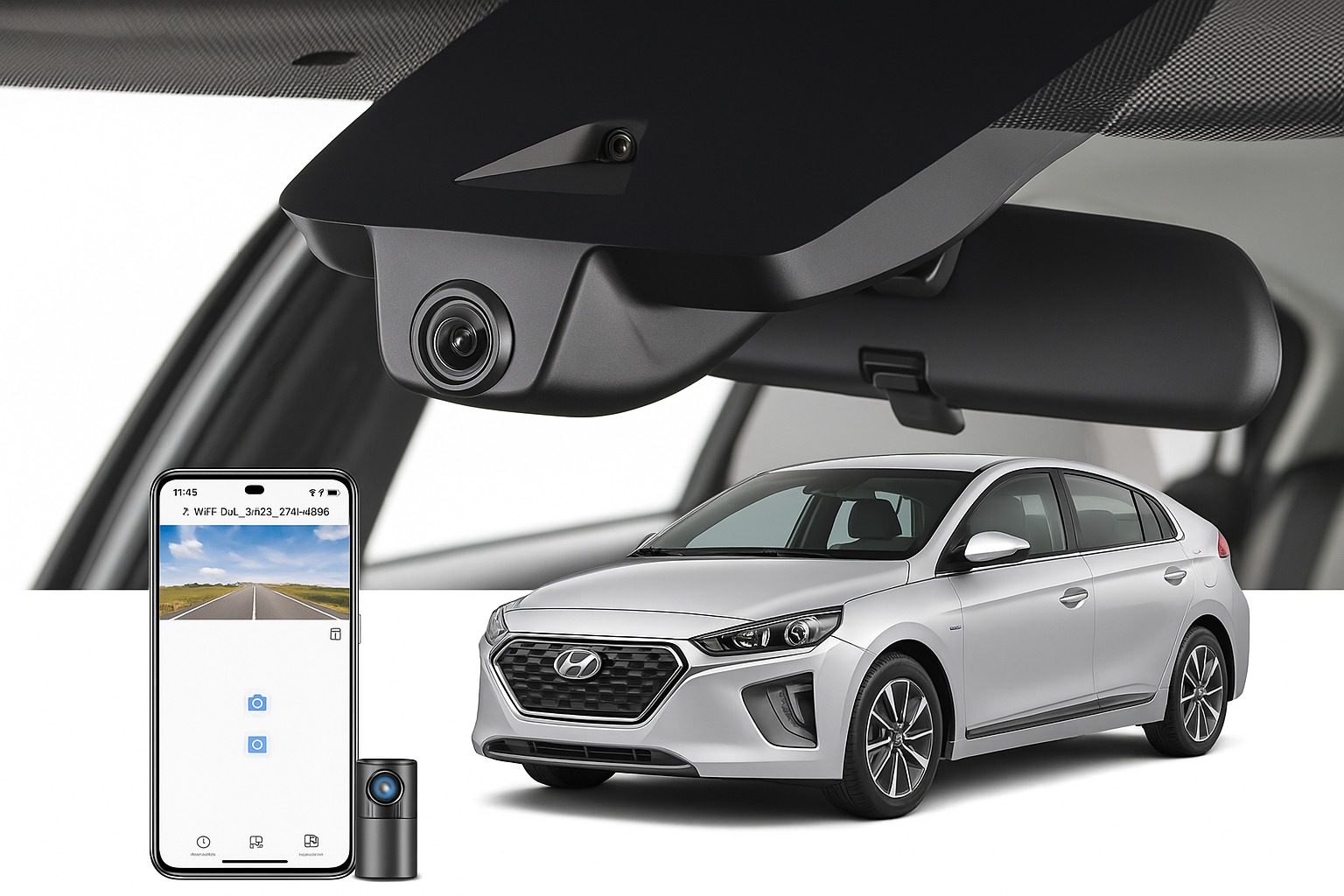 Mangoal 2020 Hyundai Ioniq Plug-in Hybrid Hatchback dash cam | OEM Fitment Car DVR System | Mangoal